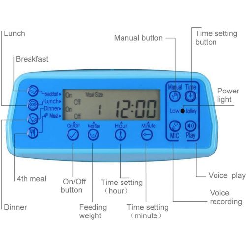  [아마존 핫딜] Iseebiz Automatic Pet Feeder, Cat Dog Food Dispenser 3 Liter Hopper, 4 Meals with Timer Programmable, Portion Control, Voice Recorder, Food Dispense Voice Remind, IR Detect, for Me