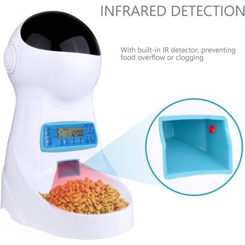  [아마존 핫딜] Iseebiz Automatic Pet Feeder, Cat Dog Food Dispenser 3 Liter Hopper, 4 Meals with Timer Programmable, Portion Control, Voice Recorder, Food Dispense Voice Remind, IR Detect, for Me