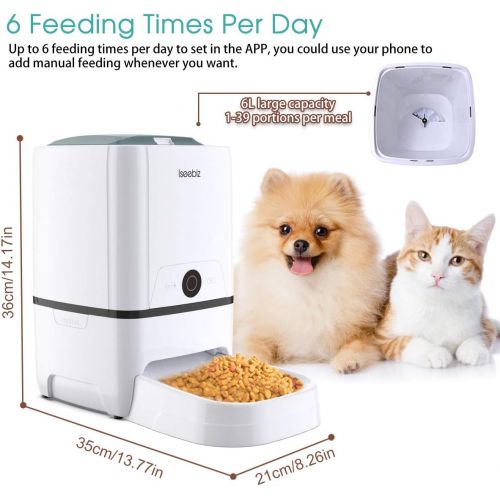  Iseebiz Automatic Cat Feeder Pet Food Dispenser Feeder Medium Large Cat Dog4 Meal, Voice Recorder Timer Programmable,Portion Control