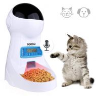 Iseebiz Automatic Cat Feeder 3L Pet Food Dispenser Feeder for Medium and Large Cat Dog4 Meal, Voice Recorder and Timer Programmable,Portion Control …