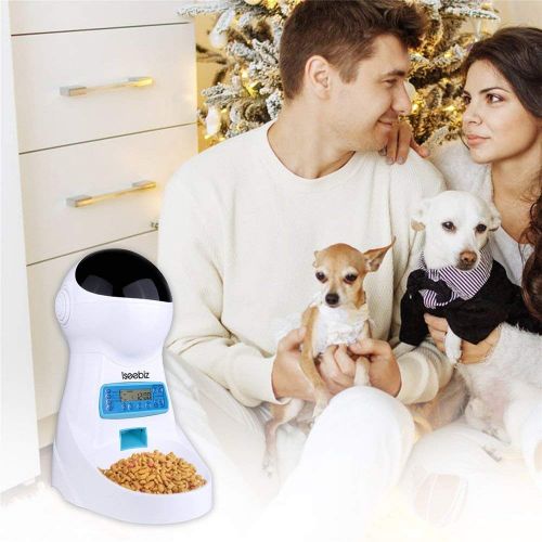  Iseebiz Automatic Cat Feeder 3L Pet Food Dispenser Feeder for Medium and Large Cat Dog4 Meal, Voice Recorder and Timer Programmable,Portion Control …