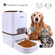 Iseebiz Automatic Pet Feeder, Dogs Cats Food Dispenser with Voice Record Remind, Timer Programmable, Portion Control, Distribution Alarm, IR Detect, 4 Meals a Day for Dogs Cats