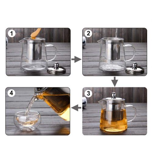  Ishine iShine Teekanne Glas mit Siebeinsatz Glasteekanne Borosilikatglas Hitzebestandig Teebereiter Wasserkaraffe