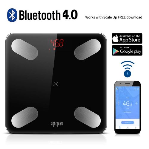  Isightguard isightguard Bluetooth Body Fat Scale USB Rechargeable Smart Digital Bathroom Weight Scale with iOS & Android Smartphone App Wireless BMI Scale Body Fat Monitors, 396lbs