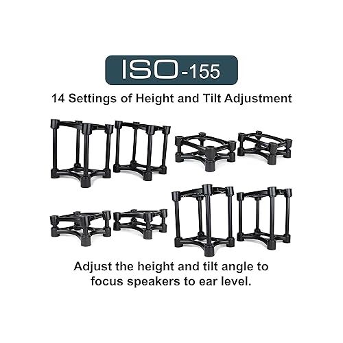  IsoAcoustics Iso-Stand Series Speaker Isolation Stands with Height & Tilt Adjustment: Iso-155 (6.1” x 7.5”) Pair