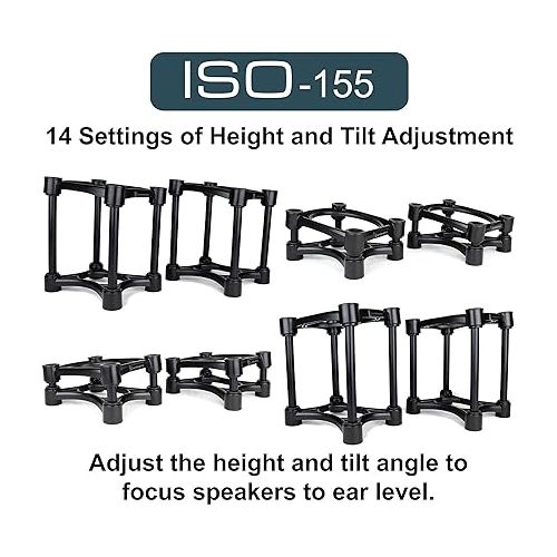  IsoAcoustics Iso-Stand Series Speaker Isolation Stands with Height & Tilt Adjustment: Iso-155 (6.1” x 7.5”) Pair