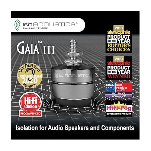  IsoAcoustics Gaia Series Isolation Feet for Speakers & Subwoofers (Gaia III, 70 lb max) ? Set of 4