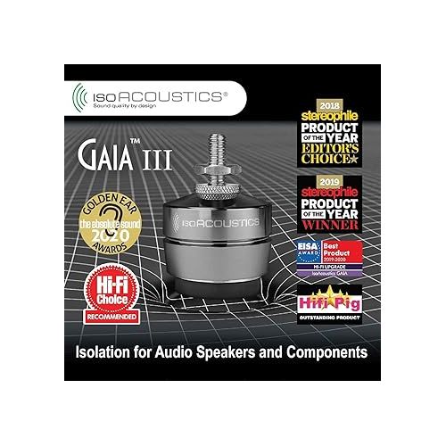  IsoAcoustics Gaia Series Isolation Feet for Speakers & Subwoofers (Gaia III, 70 lb max) - Set of 4