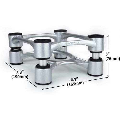  IsoAcoustics Aperta Series Isolation Speaker Stands with Tilt Adjustment: Aperta (6.1 x 7.5) Silver Pair