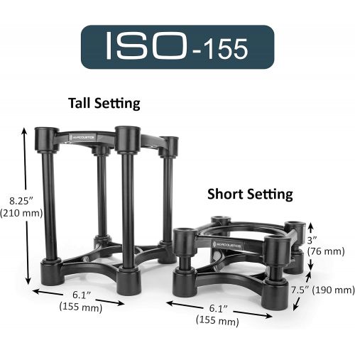  [아마존베스트]IsoAcoustics Iso-Stand Series Speaker Isolation Stands with Height & Tilt Adjustment: Iso-155 (6.1” x 7.5”) Pair