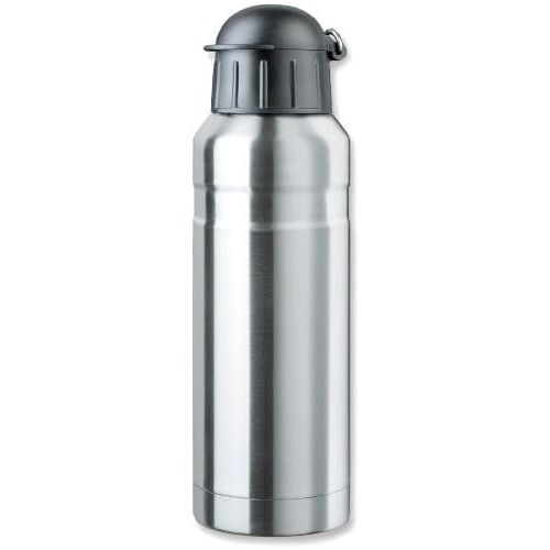  Isosteel VA-9710 Trinkflasche 0,7 L Silber aus 18/8 Edelstahl mit festschliessendem Kunststoff-Trinkdeckel fuer gaengige Fahrradflaschenhalter