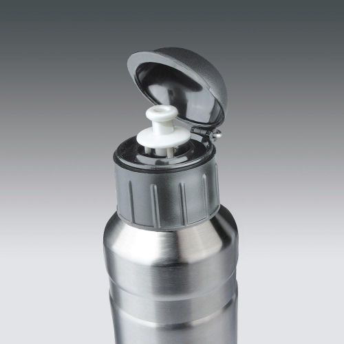  Isosteel VA-9710 Trinkflasche 0,7 L Silber aus 18/8 Edelstahl mit festschliessendem Kunststoff-Trinkdeckel fuer gaengige Fahrradflaschenhalter