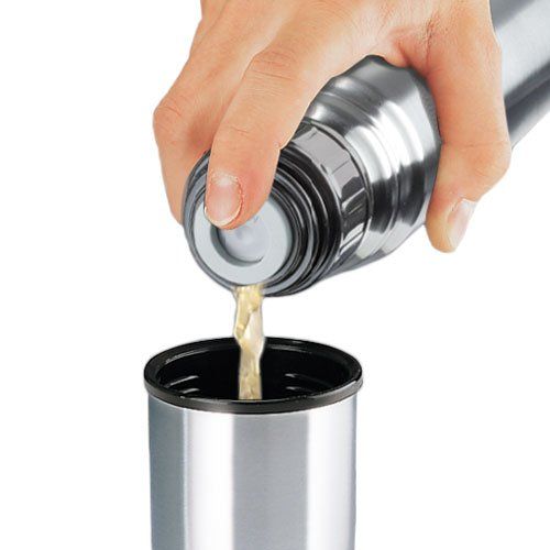  Isosteel VA-9550Q Vacuum-Insulated Thermos Can with Drinking Cup 0.3 L 188 Stainless Steel with Quickstop Single-Hand...
