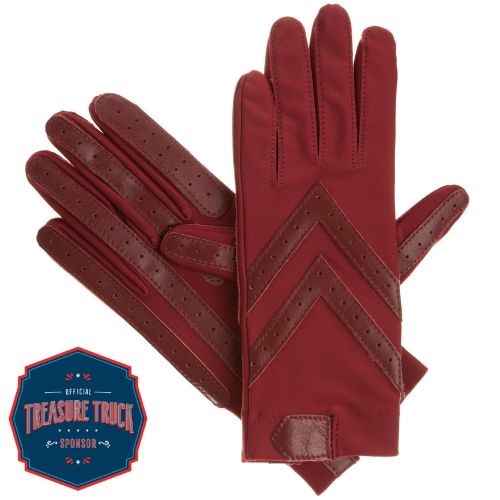  ISOTONER Isotoner Womens Spandex Shortie Gloves with Leather Palm Strips, Really Red, One Size