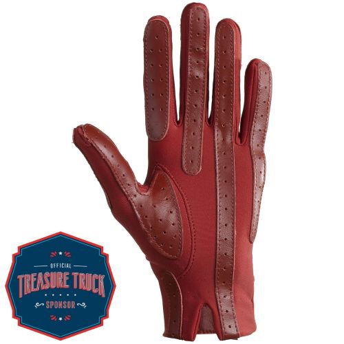  ISOTONER Isotoner Womens Spandex Shortie Gloves with Leather Palm Strips, Really Red, One Size