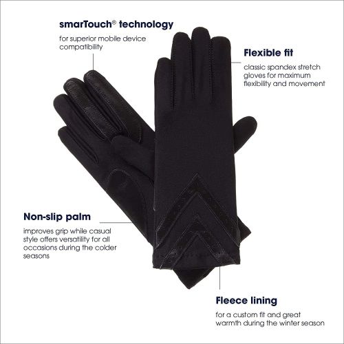  ISOTONER isotoner Women’s Spandex Touchscreen Cold Weather Gloves with Warm Fleece Lining and Chevron Details