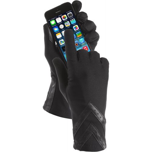  ISOTONER isotoner Women’s Spandex Touchscreen Cold Weather Gloves with Warm Fleece Lining and Chevron Details