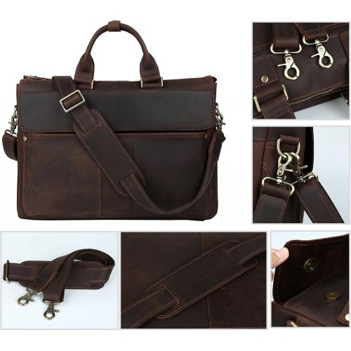  [아마존핫딜][아마존 핫딜] Messenger Laptop Case for 16” Computer Iswee Men’s Leather Briefcase Attache Case Tote Shoulder Bag