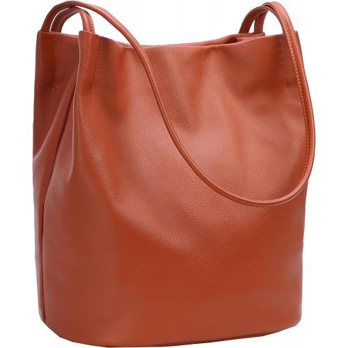  [아마존핫딜][아마존 핫딜] Iswee Leather Totes Shoulder Bag Fashion Handbags and Purses for Women and Ladies (Brown)