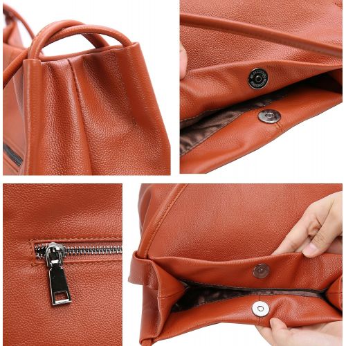  [아마존핫딜][아마존 핫딜] Iswee Leather Totes Shoulder Bag Fashion Handbags and Purses for Women and Ladies (Brown)