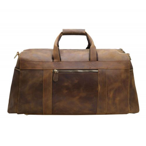  Iswee Duffle Genuine Leather Weekender Travel Duffel luggage Bag Oversize (Coffee)