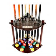 Iszy Billiards Pool Cue Rack Only 8 Pool Cue - Billiard Stick & Ball Floor Rack With Score Counters Mahogany Finish