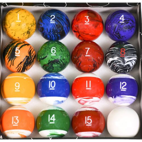  Iszy Billiards Tech Marble Style Pool Table Billiard Ball Set, Regulation Size & Weight