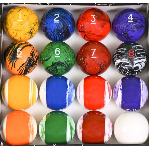  Iszy Billiards Tech Marble Style Pool Table Billiard Ball Set, Regulation Size & Weight