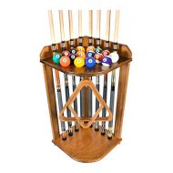 Iszy Billiards Pool Cue Rack Only- Billiard Stick Stand Holds 8 Cues & Ball Set Choose Oak or Mahogany Finish