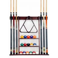 Iszy Billiards Cue Rack Only - 6 Pool Cue - Billiard Stick Wall Rack Made of Wood Choose Mahogany, Black or Oak Finish