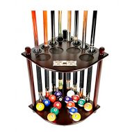 Iszy Billiards Cue Rack Only - 8 Pool Billiard Stick & Ball Floor Stand With Scorer Choose Mahogany, Black or Oak Finish