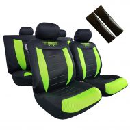 Itailormaker ITAILORMAKER Neon Green Black Seat Covers Cushion Full Set for Cars Trucks SUVs Front Bucket & Split Bench Rear, Universal Airbag Compatible