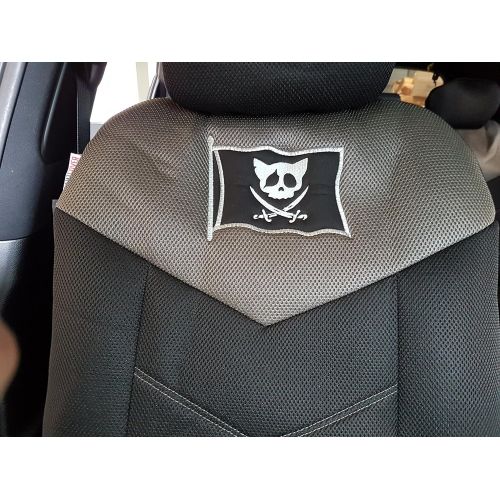  Itailormaker Pirates Captain Skull Cross Bones Embroidery Cool Airflow Spacer Mesh Red Grey Black Auto Airbag Car Truck SUV Seat Covers 9PCS Universal Full Set For Low Bucket Seats Split Rear B