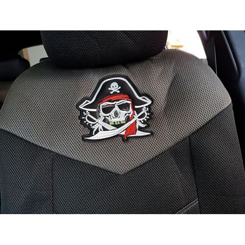  Itailormaker Pirates Captain Skull Cross Bones Embroidery Cool Airflow Spacer Mesh Red Grey Black Auto Airbag Car Truck SUV Seat Covers 9PCS Universal Full Set For Low Bucket Seats Split Rear B