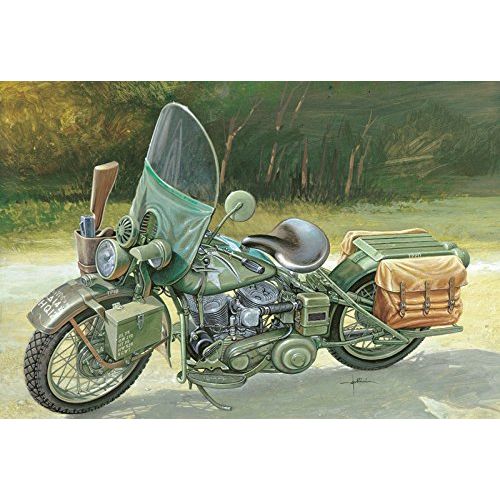  Italeri Harley Davidson WLA 750 WWII Military Motorcycle 1:9 Scale - Plastic Model Kit 7401