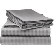 Italian Collection Italian Striped 4PC Queen Sheet Set, Grey