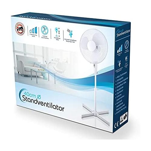  [아마존베스트]Ito electronics ito Floor Fan 40 cm Diameter White Oscillating + 3 Speeds Adjustable Height / Adjustable Incline