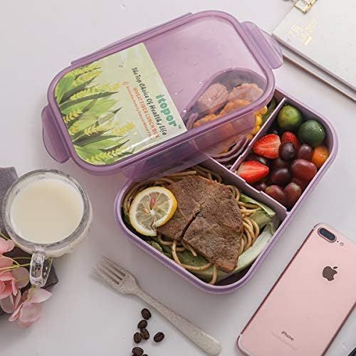  [아마존베스트]ITOPOR Bento Box,Bento lunch Box for Kids and Adults, Leakproof Lunch Containers with 3 Compartments, Lunch box Made by Wheat Fiber Material(Purple) By Itopor
