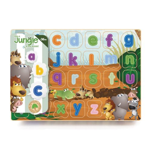  Its A Jungle In My Room 26-piece Jungle Lower Case Wooden Alphabet Puzzle by Boikido