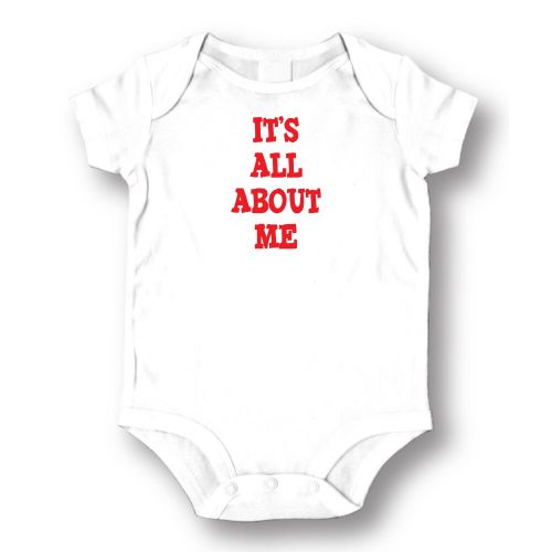  Its All About Me Infants White Cotton Bodysuit One-piece