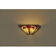 Its Exciting Lighting IEL-9002 V Shaped Tiffany Sconce, Creme, Battery Powered, Includes Stained Glass Shade In Croeme With Flowers