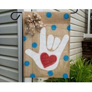 ItsCraftyShop Hand Sign Inspired I Love You Garden Flag, I love You, Hand Sign, Sign Language, Burlap