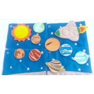 /Itsthesmallthings Felt planets - space activity busy book quiet book 4 pages with 9 planets and a space ship #ACT65