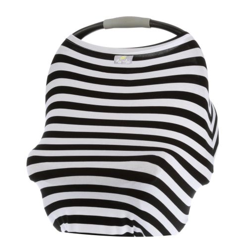  Itzy Ritzy Mom Boss 4-in-1 Multi-Use Nursing Cover, Car Seat Cover, Shopping Cart Cover and Infinity Scarf, Black and White Stripe