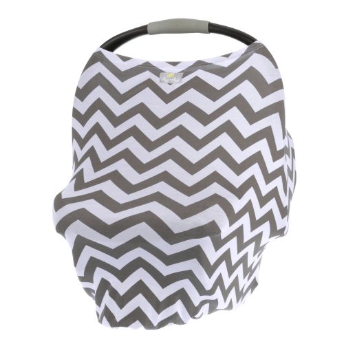  Itzy Ritzy Mom Boss 4-in-1 Multi-Use Nursing Cover, Car Seat Cover, Shopping Cart Cover and Infinity Scarf, Gray Chevron