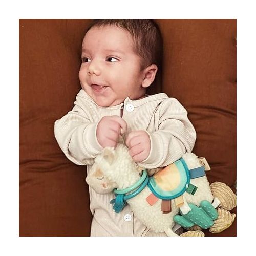  Itzy Ritzy Link & Love Toy for Stroller or Car Seat; Features Textured Ribbons, Crinkle Sounds, Clinking Rings & Silicone Teether; Designed For Ages 0 Months and Up (Llama)