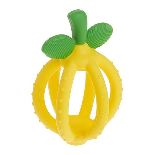  Itzy Ritzy Teething Ball & Training Toothbrush - Silicone, BPA-Free Bitzy Biter Lemon-Shaped Teething Toy Features Multiple Textures to Soothe Gums & an Easy-to-Hold Design (Lemon)