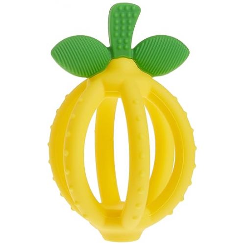  Itzy Ritzy Teething Ball & Training Toothbrush - Silicone, BPA-Free Bitzy Biter Lemon-Shaped Teething Toy Features Multiple Textures to Soothe Gums & an Easy-to-Hold Design (Lemon)