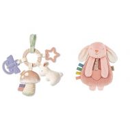 Itzy Ritzy Teething Toy with Braided Ring, Dangling Toys, Textured Ribbons, Crinkle Sound, Jingle Bell and Lovey with Sherpa Fabric, Minky Plush, Dangle Arms, Crinkle Sound, Bunny