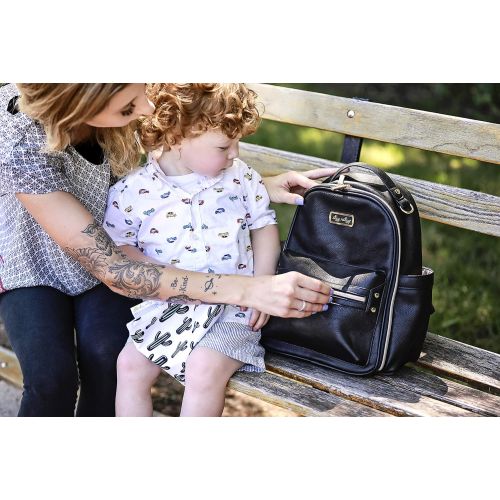  Itzy Ritzy Mini Diaper Bag Backpack  Chic Mini Diaper Bag Backpack with Vegan Leather Changing Pad, 8 Total Pockets (4 Internal and 4 External), Grab-Top Handle and Rubber Feet, B